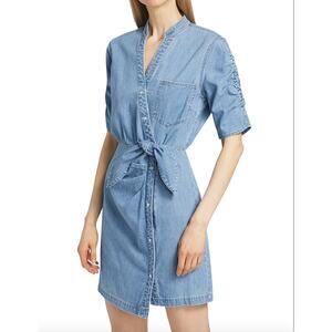$378 Veronica Beard Dunn Denim Mini Wrap Dress Size 2 100% cotton NEW Womens